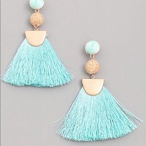 Wilma mint tassel drop earrings